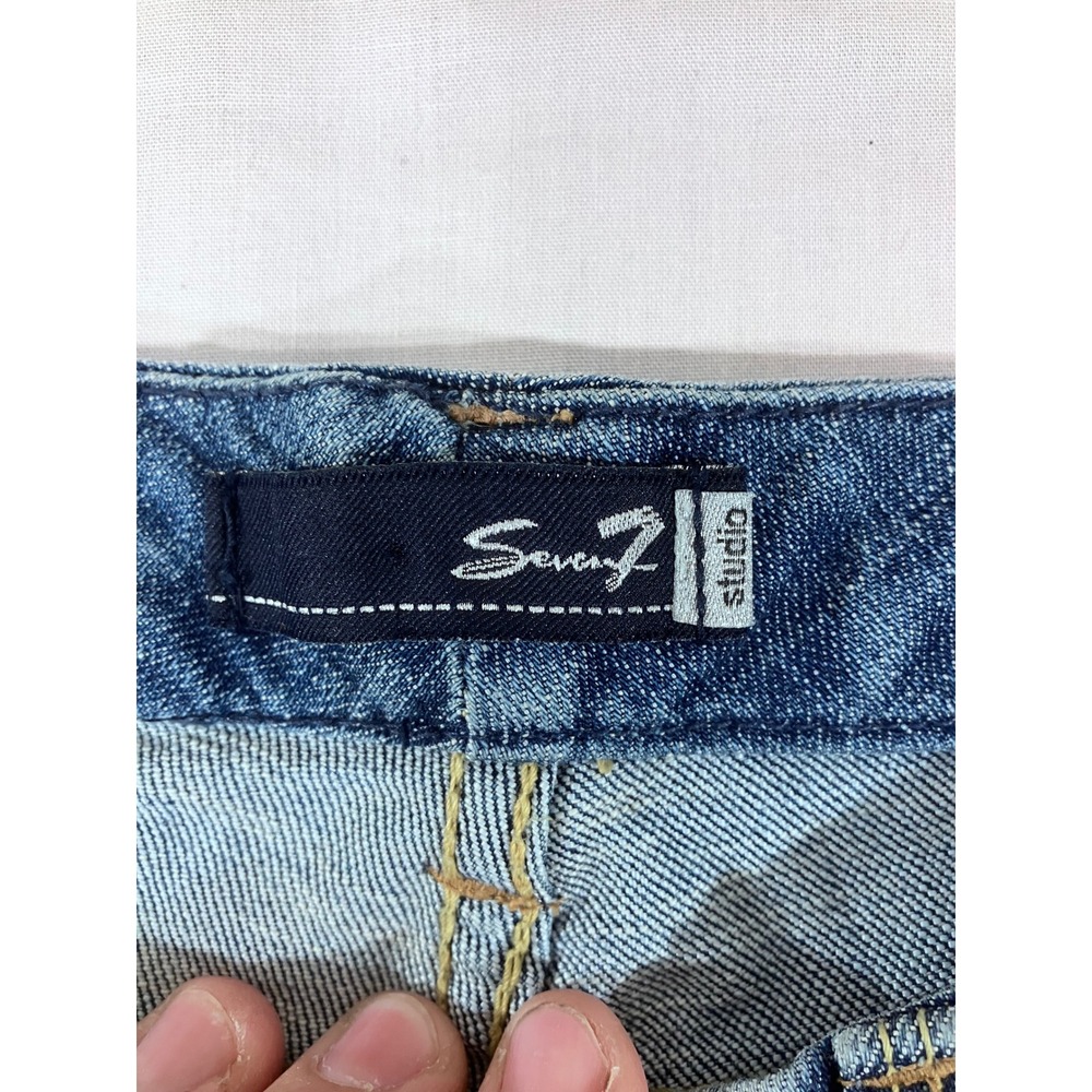 Seven 7 Studio Women's Blue Denim Jeans Size 10 Straight Stretch Comfort Casual - Picture 2 of 5